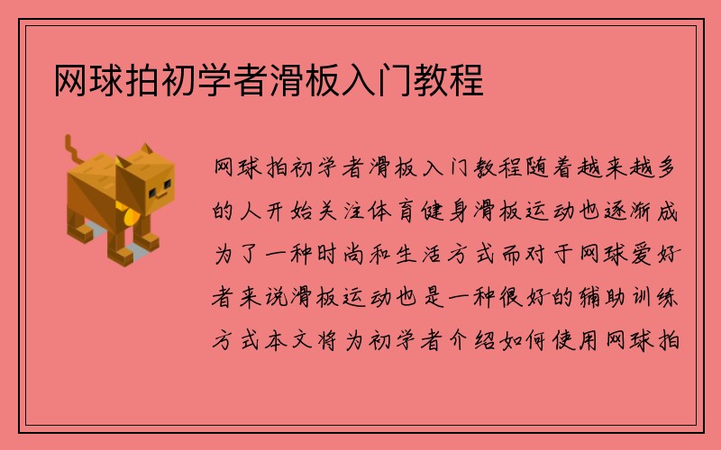 网球拍初学者滑板入门教程