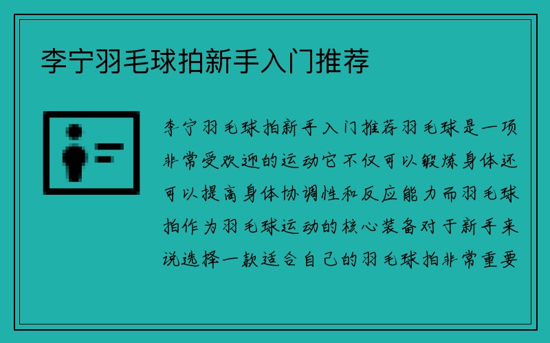 李宁羽毛球拍新手入门推荐