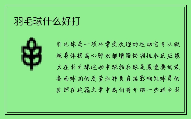 羽毛球什么好打