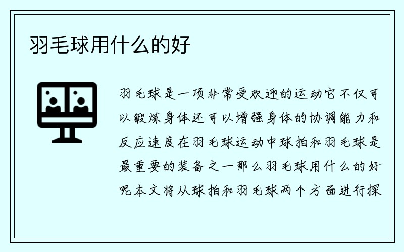 羽毛球用什么的好